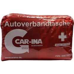 Rote Erste-Hilfe-Tasche mit weißem Aufdruck "Autoverbandtasche".