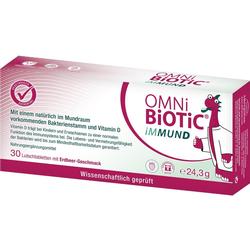 Verpackung der OMNi-BiOTiC iMMUND Lutschtabletten mit Erdbeer-Geschmack.
